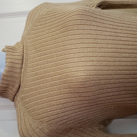 INC. Gold Bodycon Sparkly Turtleneck Long Sleeve Sweater - Picture 4 of 8